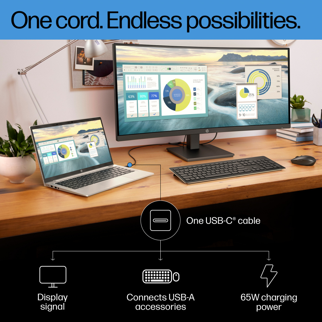 HP P34hc G4 WQHD USB-C Curved Monitor - Image 10