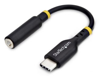 StarTech.com 5in (12.7cm) USB-C to 3.5mm TRRS Headphone/Headset Jack Audio Adapter, USB Type-C Aux Dongle, 32-bit DAC, Supports