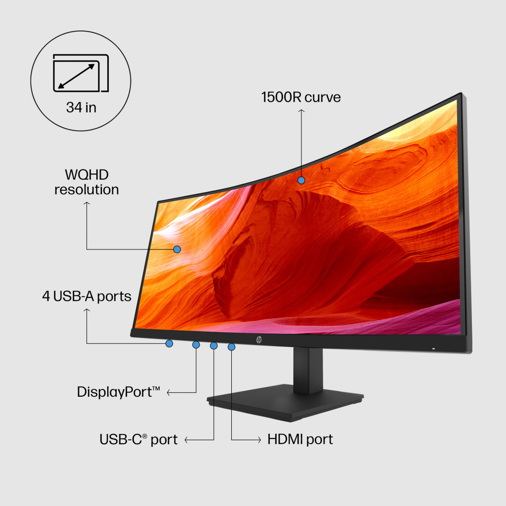 HP P34hc G4 WQHD USB-C Curved Monitor - Image 11