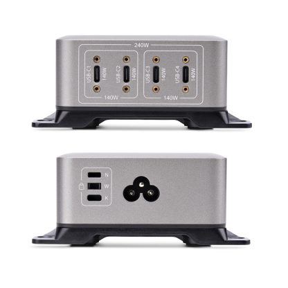 StarTech.com 4-Port Multi-Device USB-C Charger, 240W Total, Single Port 140W EPR, PD 3.1, Screw Locking Ports, Boardrooms, Brack - Image 3