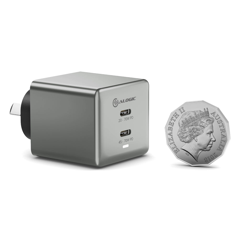 ALOGIC Rapid Power 70W Cube GaN Charger - Dual USB-C - Image 2