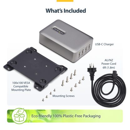 StarTech.com 4-Port Multi-Device USB-C Charger, 240W Total, Single Port 140W EPR, PD 3.1, Screw Locking Ports, Boardrooms, Brack - Image 21