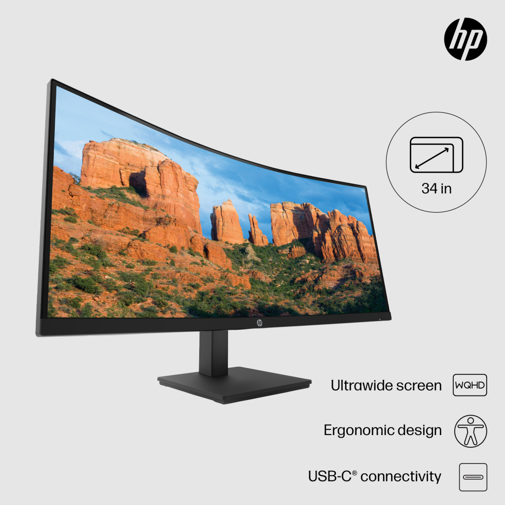 HP P34hc G4 WQHD USB-C Curved Monitor - Image 9