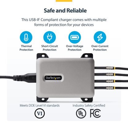 StarTech.com 4-Port Multi-Device USB-C Charger, 240W Total, Single Port 140W EPR, PD 3.1, Screw Locking Ports, Boardrooms, Brack - Image 17