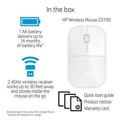 HP Z3700 White Wireless Mouse - Image 2