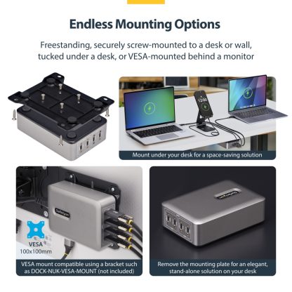 StarTech.com 4-Port Multi-Device USB-C Charger, 240W Total, Single Port 140W EPR, PD 3.1, Screw Locking Ports, Boardrooms, Brack - Image 13