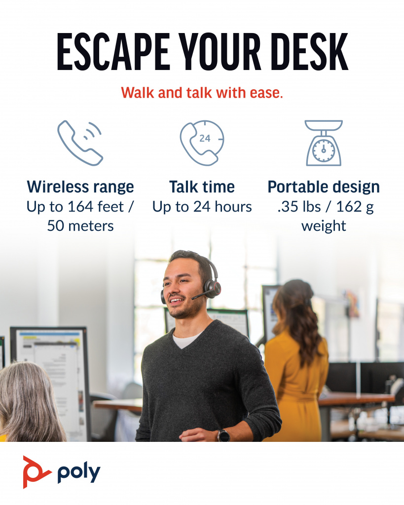 Poly Voyager 4320 UC Stereo USB-A Headset +BT700 USB-A Adapter +Charging Stand - Image 10