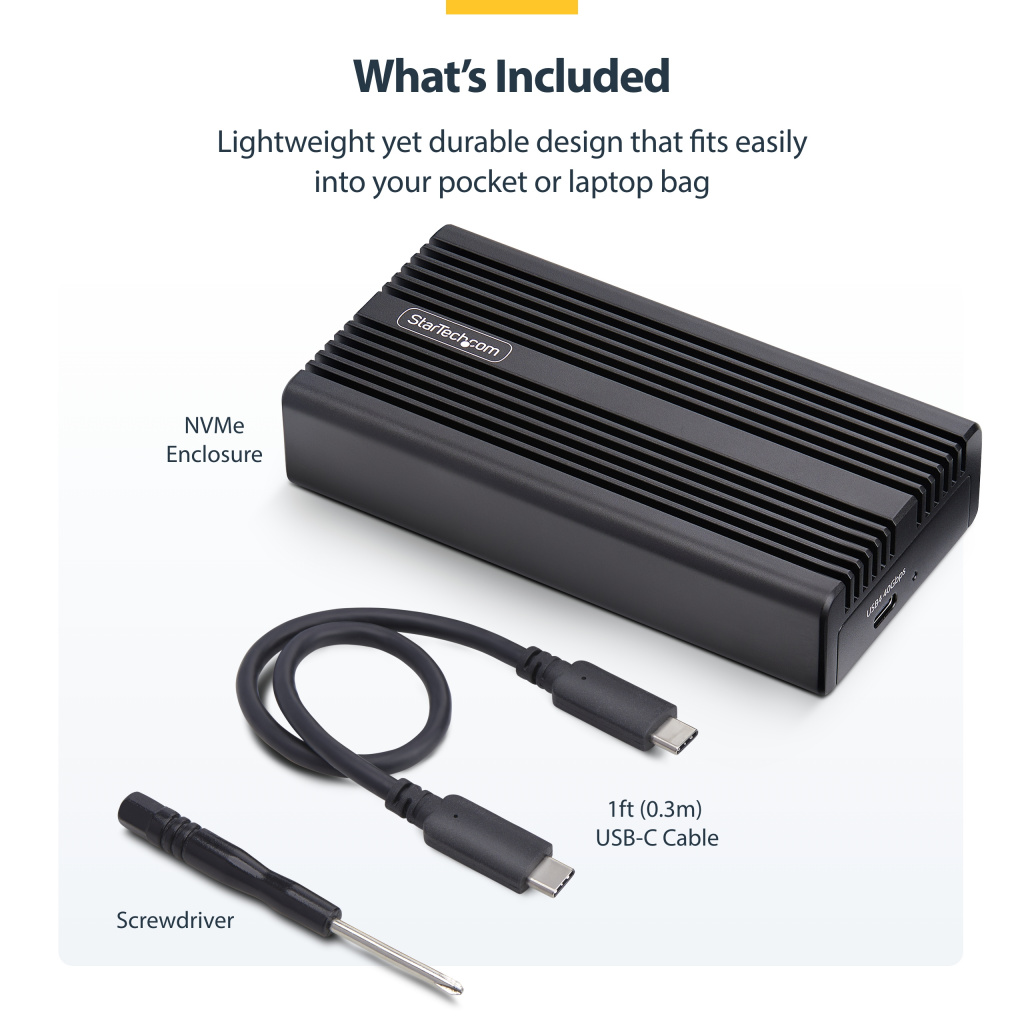 StarTech.com USB4 M.2 NVMe Enclosure, 40Gbps, External USB-C/Thunderbolt NVMe SSD Enclosure, Aluminum Heatsink Case, B+M/M-Key - Image 14