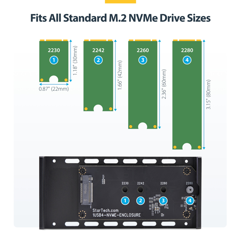 StarTech.com USB4 M.2 NVMe Enclosure, 40Gbps, External USB-C/Thunderbolt NVMe SSD Enclosure, Aluminum Heatsink Case, B+M/M-Key - Image 10