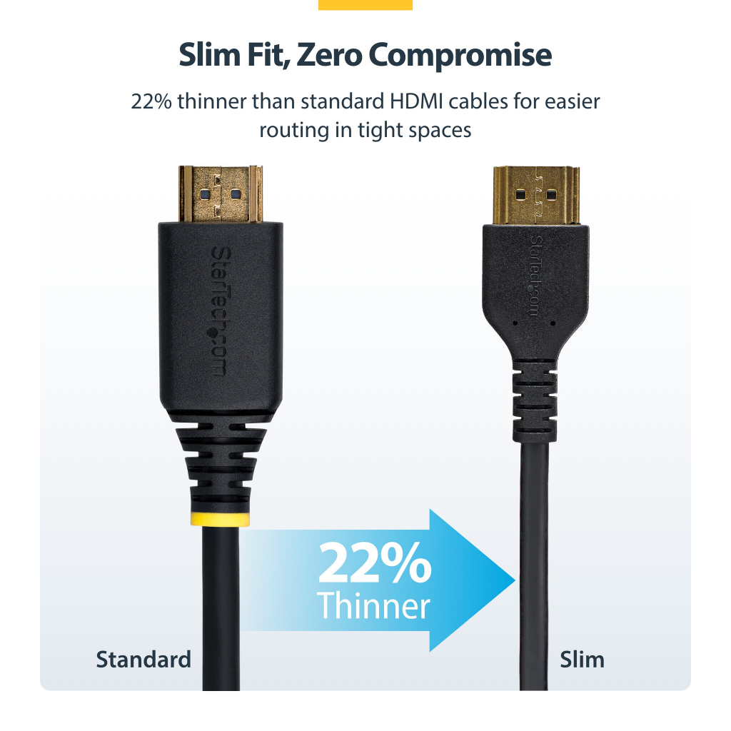StarTech.com 5ft (1.5m) Slim HDMI 2.0 Cable, Flexible Premium Certified HDMI Cord with Ethernet, UHD 4K 60Hz HDR10, Durable Ara - Image 8