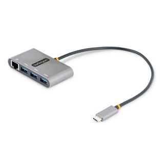 StarTech.com 3-Port USB-C Hub with Ethernet - 3x USB-A - Gigabit Ethernet - USB 3.0 5Gbps - Bus-Powered - 1ft/30cm Long USB Typ