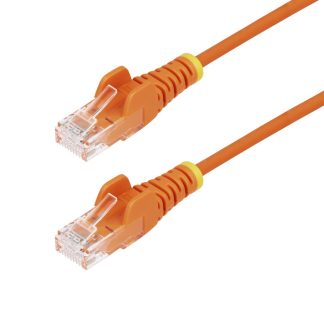 StarTech.com 10m Orange Slim CAT6 Ethernet Cable, Snagless, 100W PoE, UTP, LSZH, 28AWG Pure Bare Copper Wire, Slim RJ45 Network