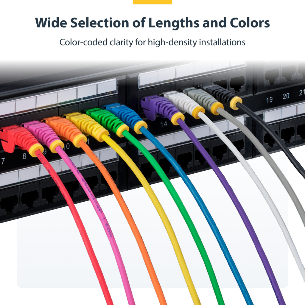 StarTech.com 10m Yellow Slim CAT6 Ethernet Cable, Snagless, 100W PoE, UTP, LSZH, 28AWG Pure Bare Copper Wire, Slim RJ45 Network - Image 10