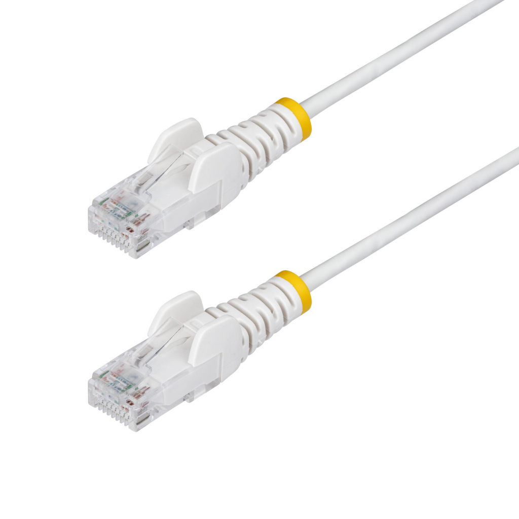StarTech.com 2.5m White Slim CAT6 Ethernet Cable, Snagless, 100W PoE, UTP, LSZH, 28AWG Pure Bare Copper Wire, Slim RJ45 Network