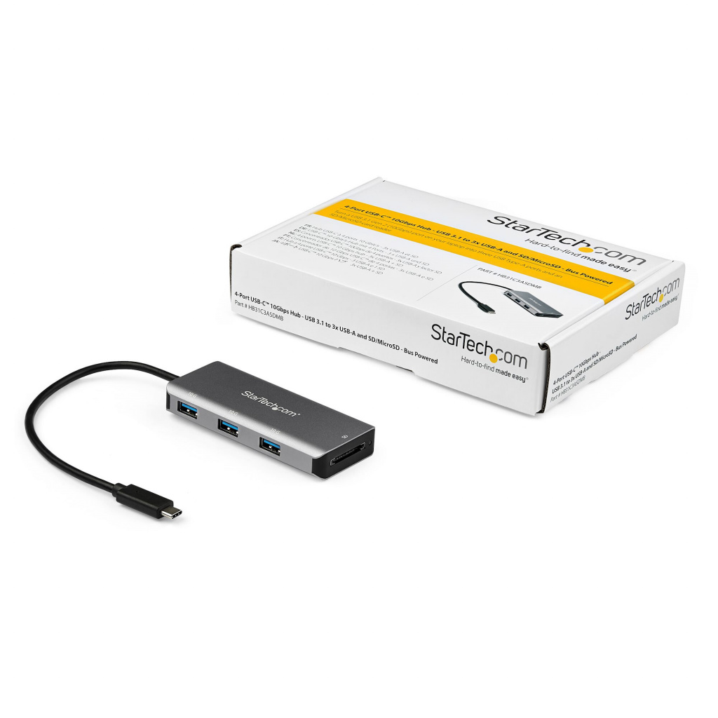 StarTech.com 3 Port 10Gbps USB C Hub with SD Card Reader - 3x USB-A & 1x SD Slot - Portable USB 3.1/3.2 Gen 2 Type C Adapter Hub - Image 5