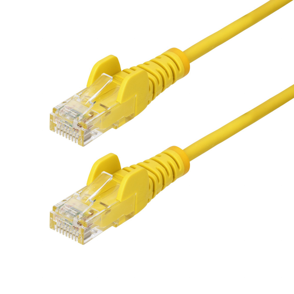 StarTech.com 10m Yellow Slim CAT6 Ethernet Cable, Snagless, 100W PoE, UTP, LSZH, 28AWG Pure Bare Copper Wire, Slim RJ45 Network