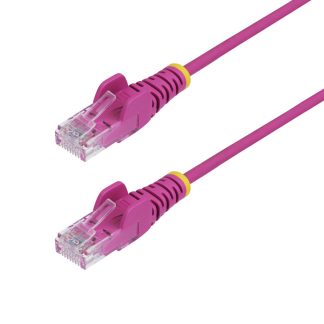 StarTech.com 1m Pink Slim CAT6 Ethernet Cable, Snagless, 100W PoE, UTP, LSZH, 28AWG Pure Bare Copper Wire, Slim RJ45 Network Pa