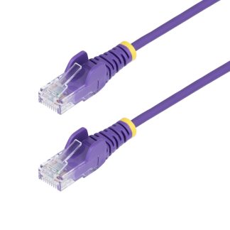 StarTech.com 2.5m Purple Slim CAT6 Ethernet Cable, Snagless, 100W PoE, UTP, LSZH, 28AWG Pure Bare Copper Wire, Slim RJ45 Networ