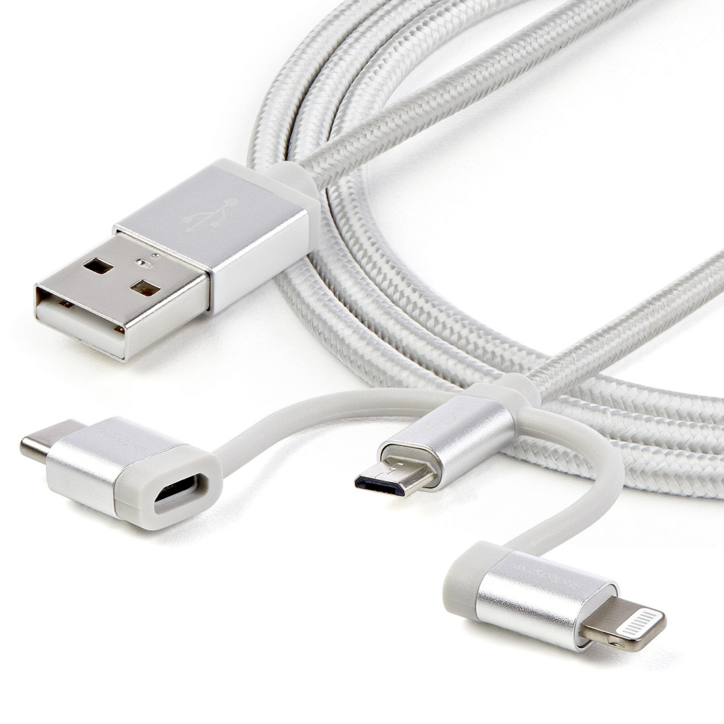 StarTech.com 1 m (3 ft.) USB Multi Charging Cable - USB to Micro-USB or USB-C or Lightning for iPhone / iPad / iPod / Android - - Image 6