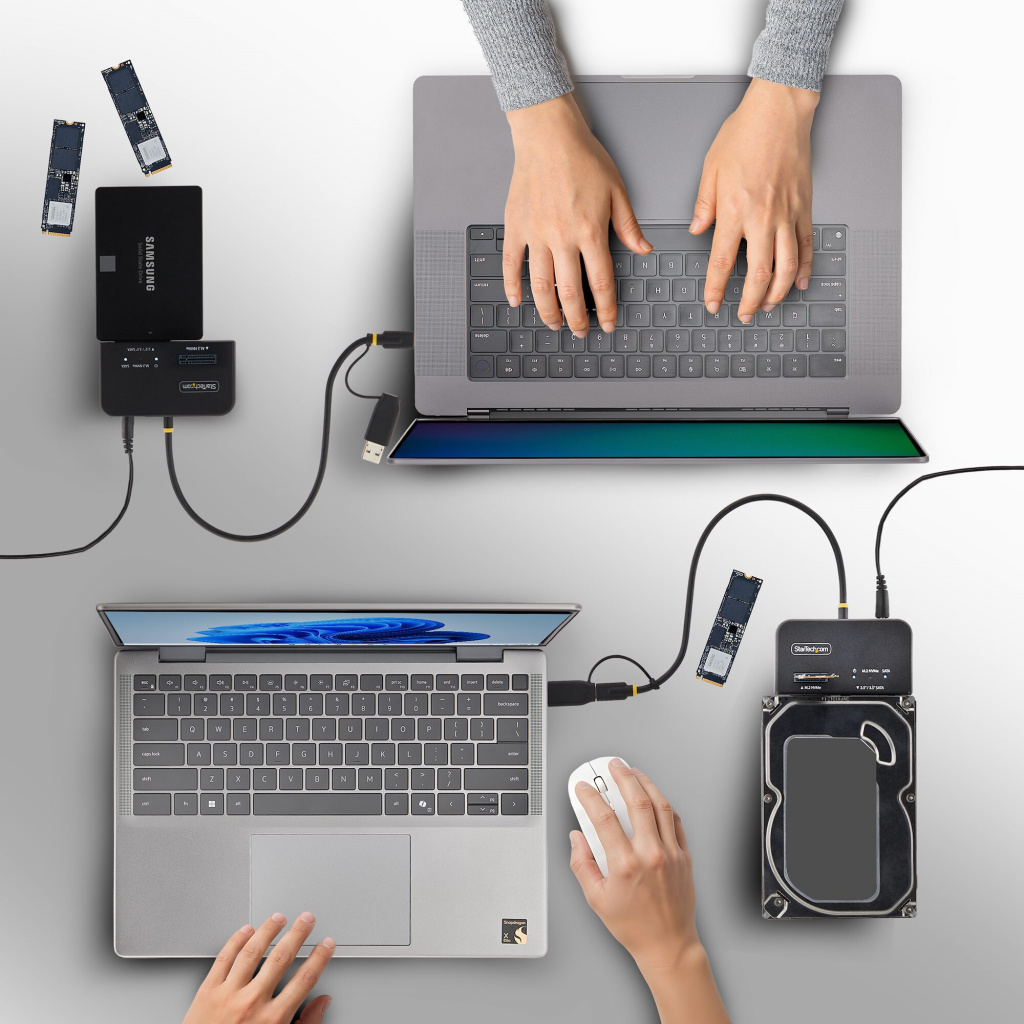 StarTech.com USB-C/USB-A to M.2 NVMe and 2.5in/3.5in SATA Adapter, 10Gbps, Tool-Free External SSD Hard Drive Reader, B+M/M-Key - Image 6