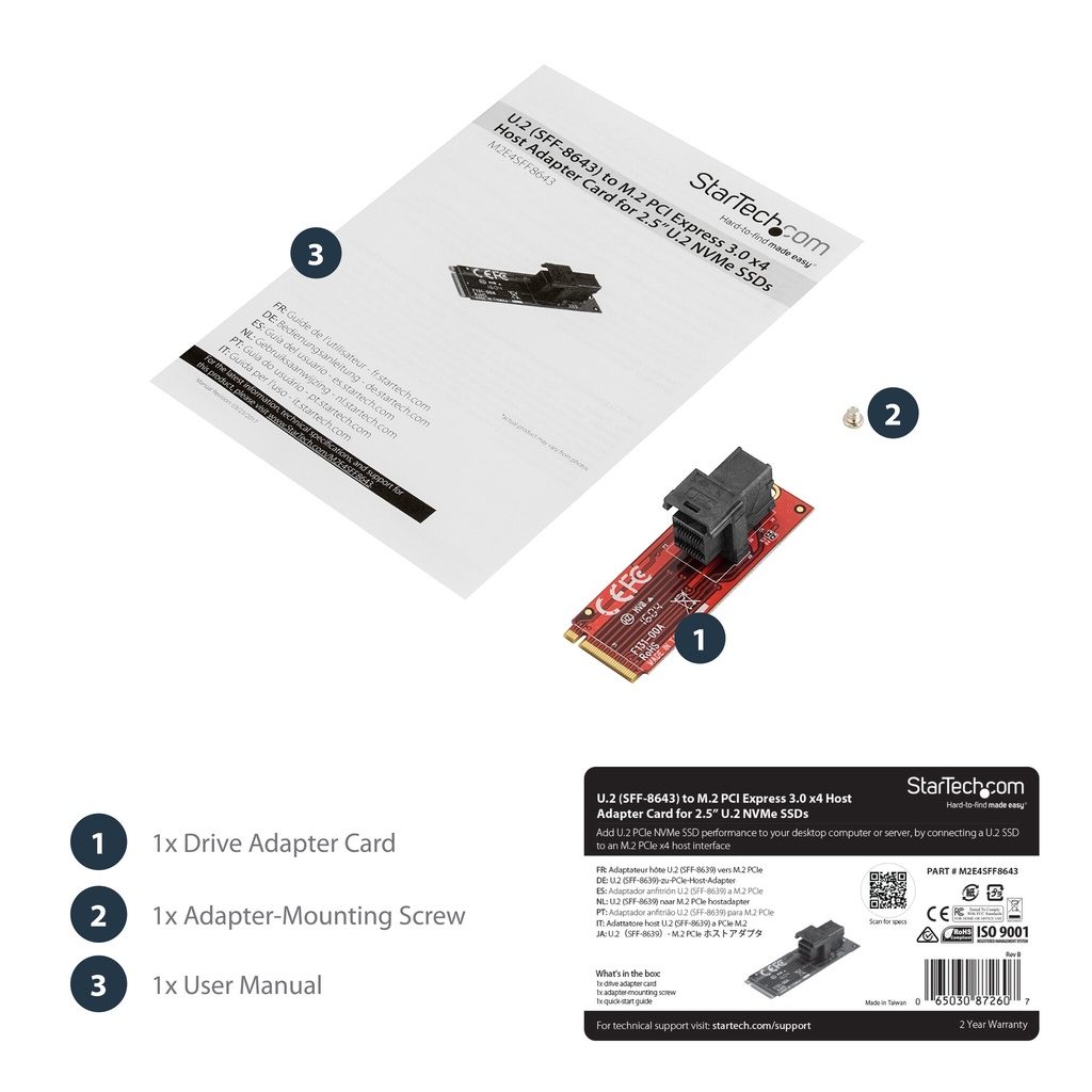 StarTech.com U.2 (SFF-8643) to M.2 PCI Express 3.0 x4 Host Adapter Card for 2.5” U.2 NVMe SSD - Image 11
