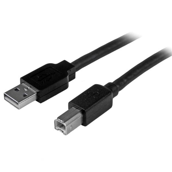 StarTech.com 50ft (15m) Active USB 2.0 A to B Cable, Long USB Printer Cable, 1x USB-A (M), 1x USB-B (M) - Black - Image 2