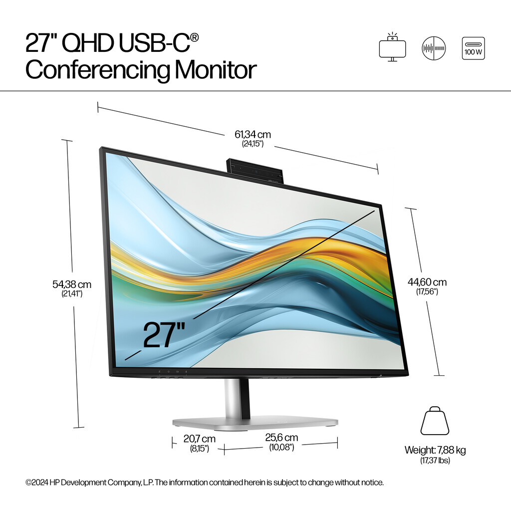 HP Series 5 Pro 27 inch QHD USB-C Conferencing Monitor - 527pm - Image 10