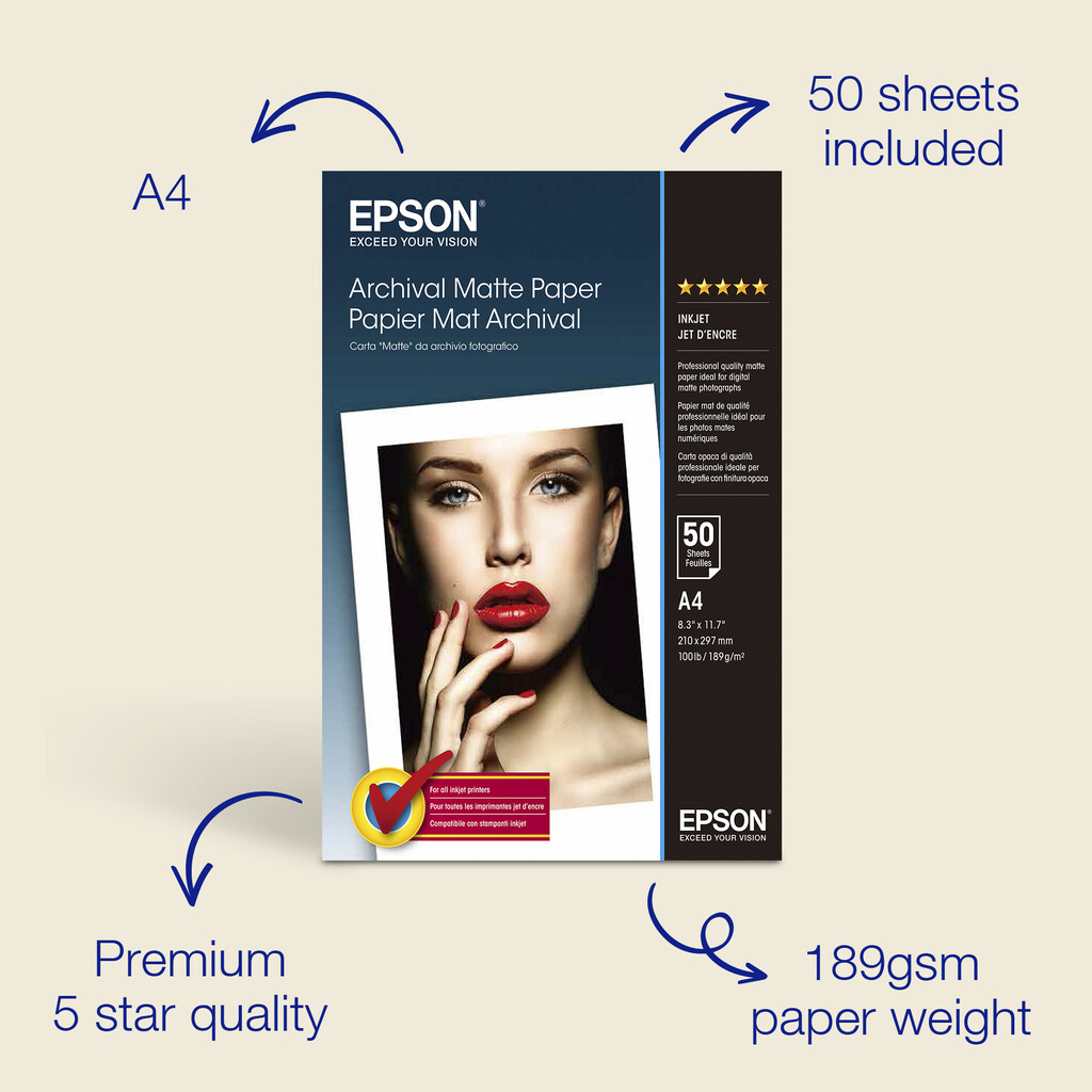 Epson A4 Archival Matte Photo Paper 189gsm, 50 sheets - Image 7