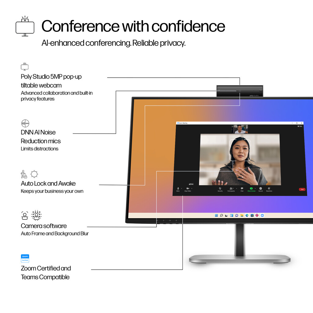 HP Series 5 Pro 23.8 inch FHD USB-C Conferencing Monitor - 524pm - Image 12