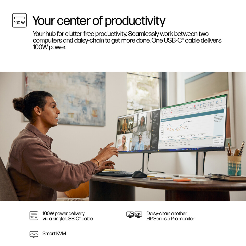 HP Series 5 Pro 27 inch QHD USB-C Conferencing Monitor - 527pm - Image 12