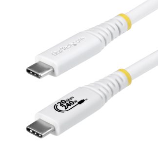 StarTech.com 2m (6ft) USB4 Cable, 20Gbps, USB-IF Certified USB-C Cable, 240W PD EPR, 4K 120Hz DP 1.4, TPE Jacket, White USB-C C