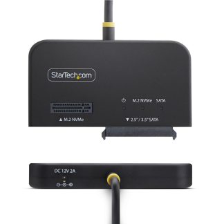 StarTech.com USB-C/USB-A to M.2 NVMe and 2.5in/3.5in SATA Adapter, 10Gbps, Tool-Free External SSD Hard Drive Reader, B+M/M-Key