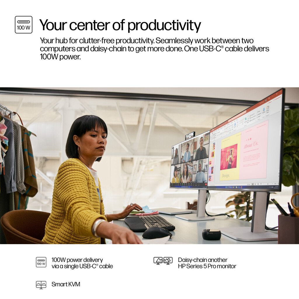 HP Series 5 Pro 23.8 inch FHD USB-C Conferencing Monitor - 524pm - Image 13