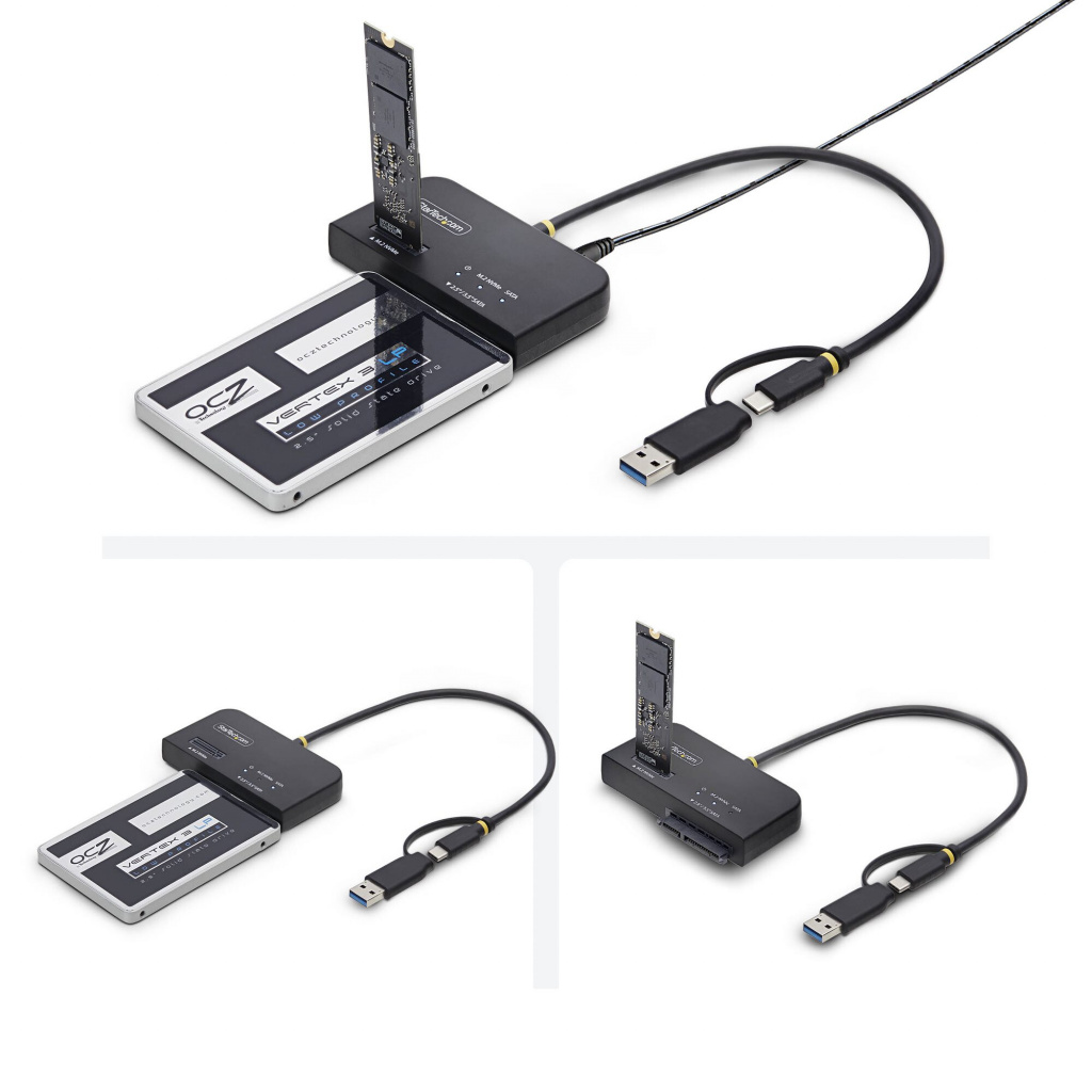 StarTech.com USB-C/USB-A to M.2 NVMe and 2.5in/3.5in SATA Adapter, 10Gbps, Tool-Free External SSD Hard Drive Reader, B+M/M-Key - Image 4