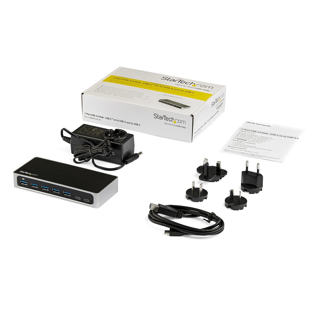 StarTech.com 7 Port USB C Hub with Fast Charge Port - USB-C to 5x USB-A 2x USB-C (USB 3.0 SuperSpeed 5Gbps) - Self Powered USB - Image 5