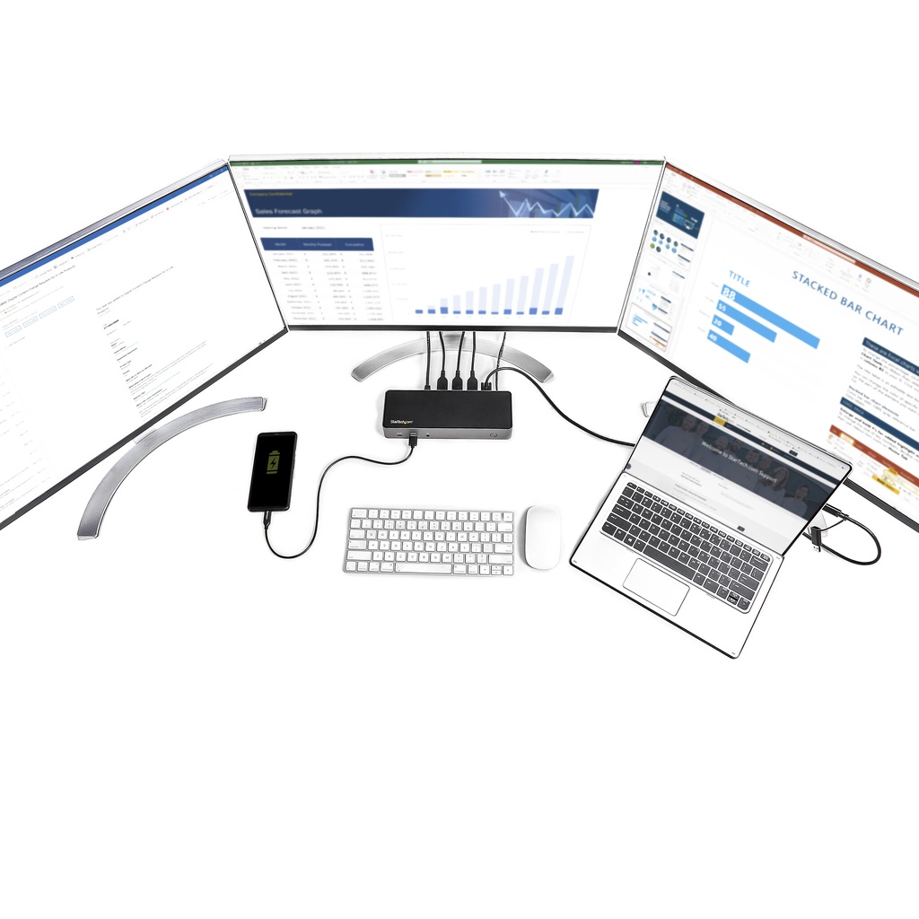 StarTech.com USB-C & USB-A Dock - Hybrid Universal Triple Monitor Laptop Docking Station w/ DisplayPort & HDMI 4K 60Hz - 85W Po - Image 15