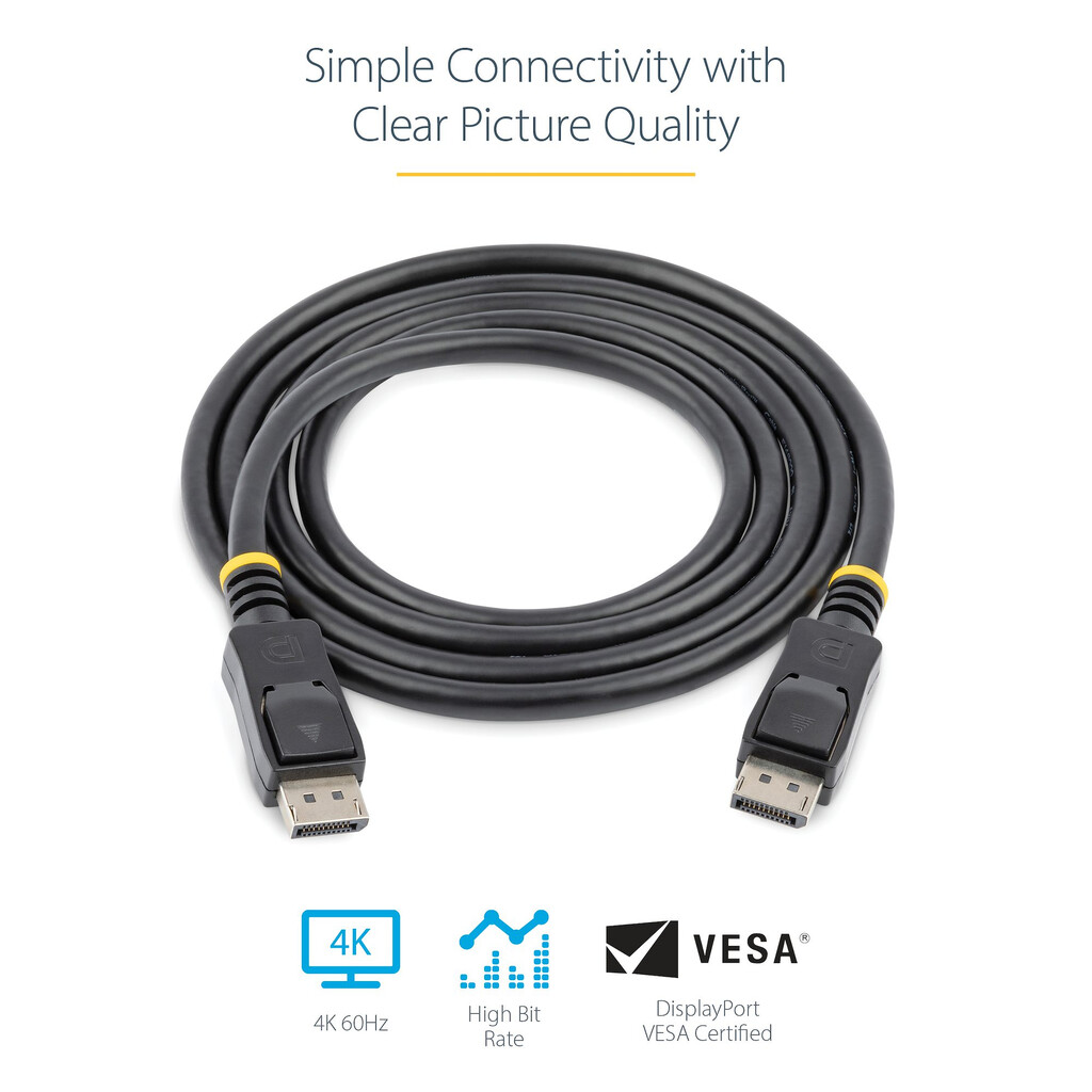 StarTech.com 1m (3.3ft) DisplayPort 1.2 Cable - 4K x 2K Ultra HD VESA Certified DisplayPort Cable - DP to DP Cable for Monitor - Image 3