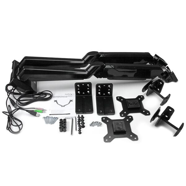 StarTech.com Desk Mount Dual Monitor Arm with USB & Audio, Desk Clamp VESA Mount for up to 32" (17.6lb/8kg) Displays, Ergonomic - Image 8