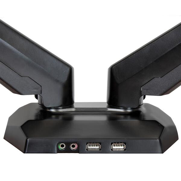 StarTech.com Desk Mount Dual Monitor Arm with USB & Audio, Desk Clamp VESA Mount for up to 32" (17.6lb/8kg) Displays, Ergonomic - Image 2