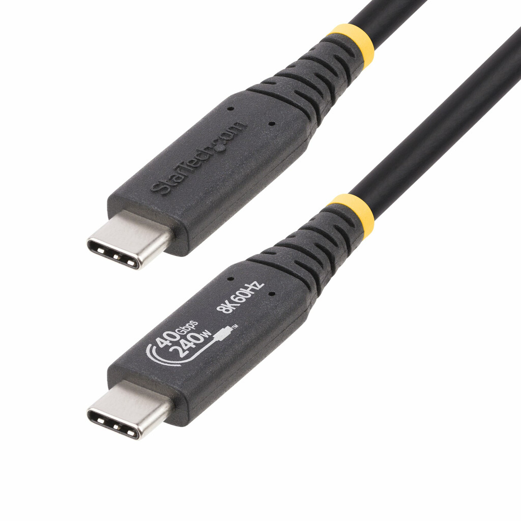 StarTech.com 1.6ft (50cm) USB4 Cable 40Gbps, 240W (5A) Power Delivery, 8K 120Hz / 4K 240Hz DP Alt Mode, USB-IF Certified USB-C
