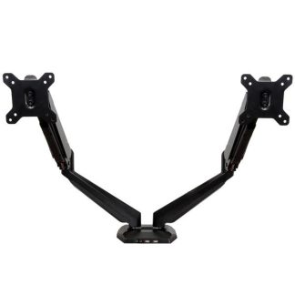 StarTech.com Desk Mount Dual Monitor Arm with USB & Audio, Desk Clamp VESA Mount for up to 32" (17.6lb/8kg) Displays, Ergonomic