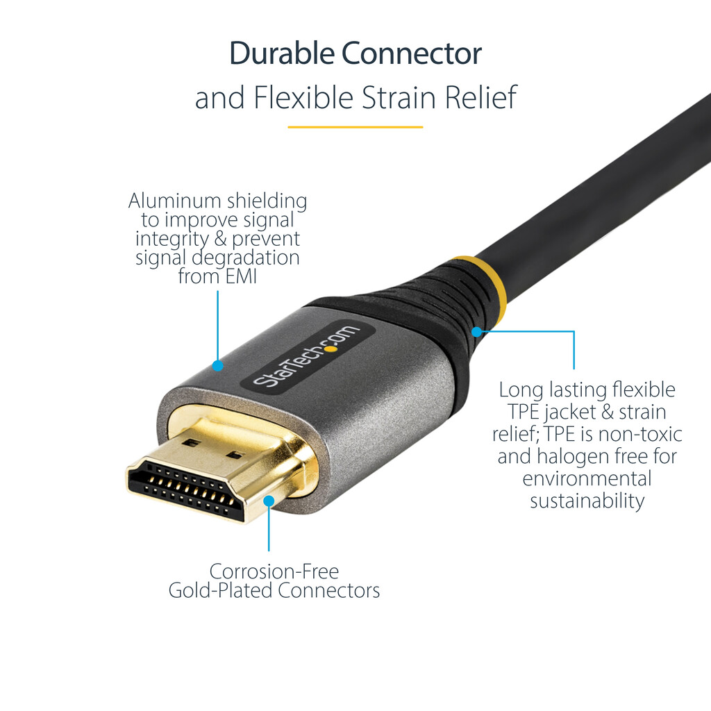 StarTech.com 3ft (1m) Premium Certified HDMI 2.0 Cable - High Speed Ultra HD 4K 60Hz HDMI Cable with Ethernet - HDR10, ARC - UH - Image 8