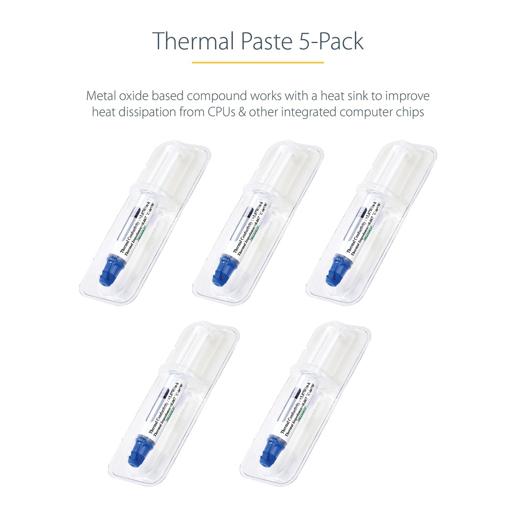 StarTech.com Thermal Paste, Pack of 5 Re-sealable Syringes (1.5g / each), Metal Oxide Compound, CPU Heat Sink Thermal Grease Pa - Image 8