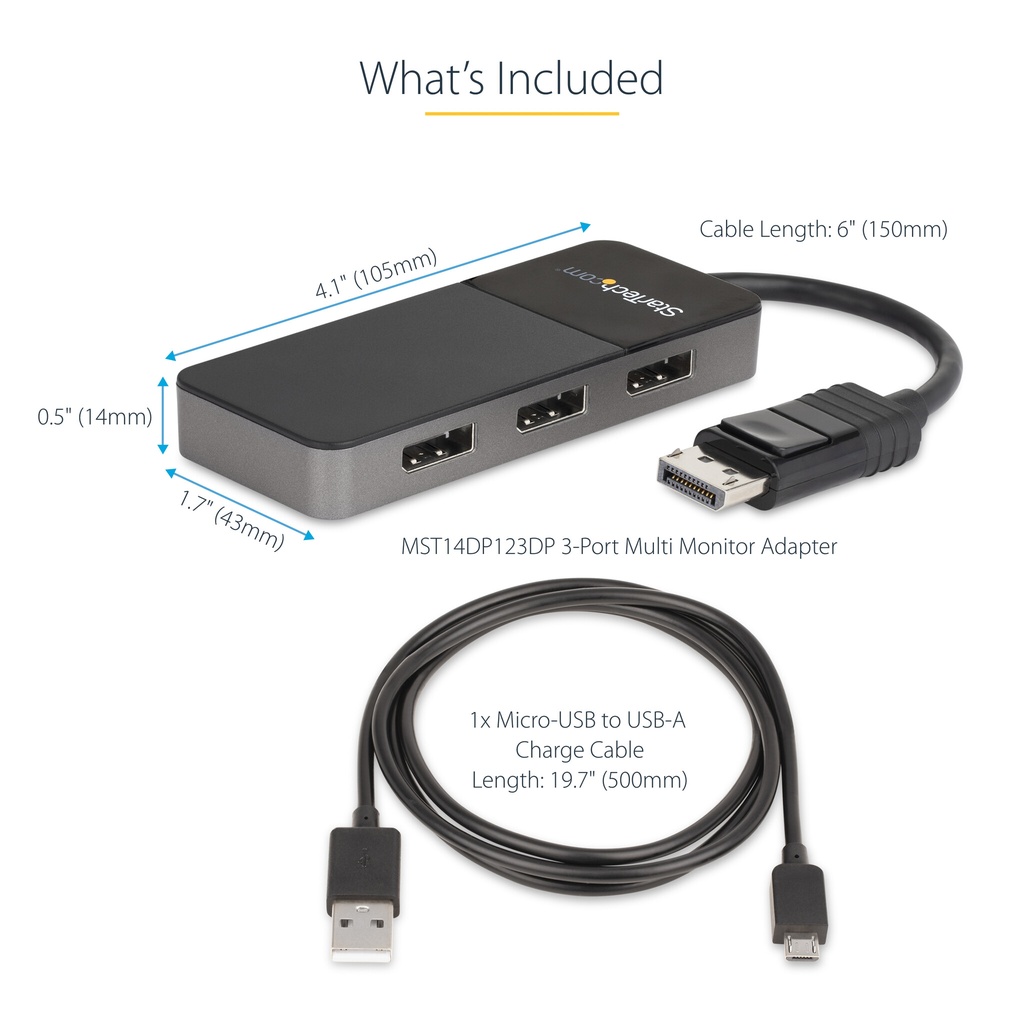 StarTech.com 3-Port DisplayPort 1.4 Splitter, DisplayPort to 3x DP Multi-Monitor Adapter, Triple 4K Computer MST Hub, USB Bus-P - Image 12