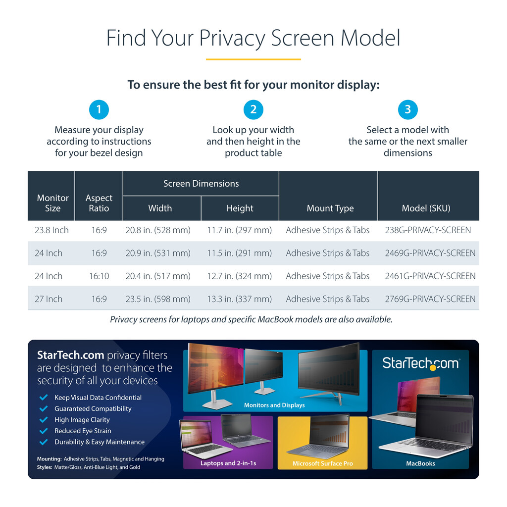 StarTech.com 27-inch 16:9 Gold Monitor Privacy Screen, Reversible Filter w/Enhanced Privacy, Glossy Computer Security Filter, Re - Image 11