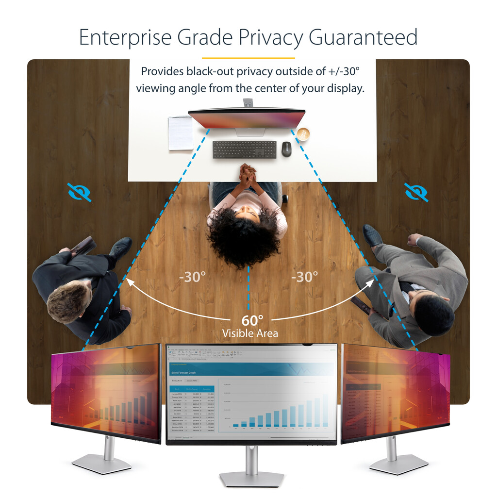 StarTech.com 27-inch 16:9 Gold Monitor Privacy Screen, Reversible Filter w/Enhanced Privacy, Glossy Computer Security Filter, Re - Image 8