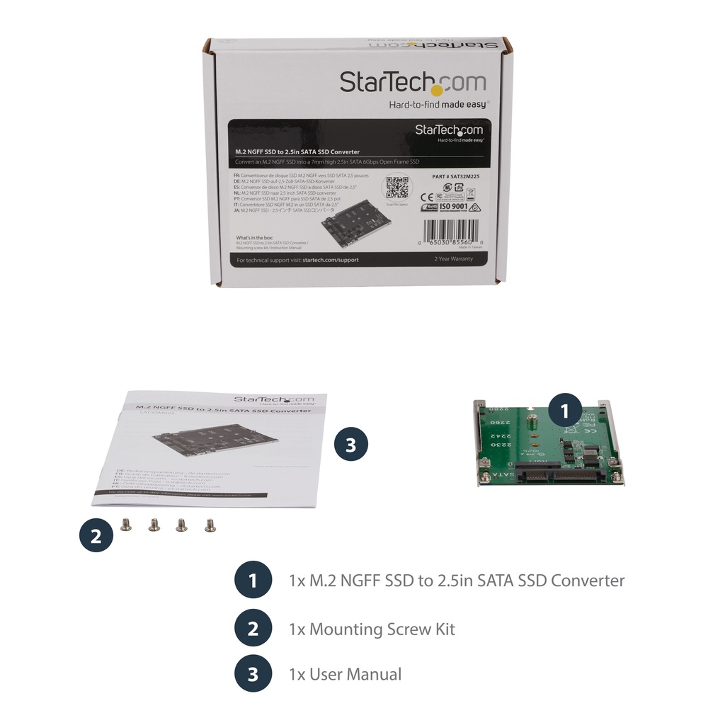 StarTech.com M.2 SATA SSD to 2.5in SATA Adapter, M.2 NGFF to SATA Converter, Open-Frame Bracket, 7mm High, M2 Hard Drive Adapte - Image 9