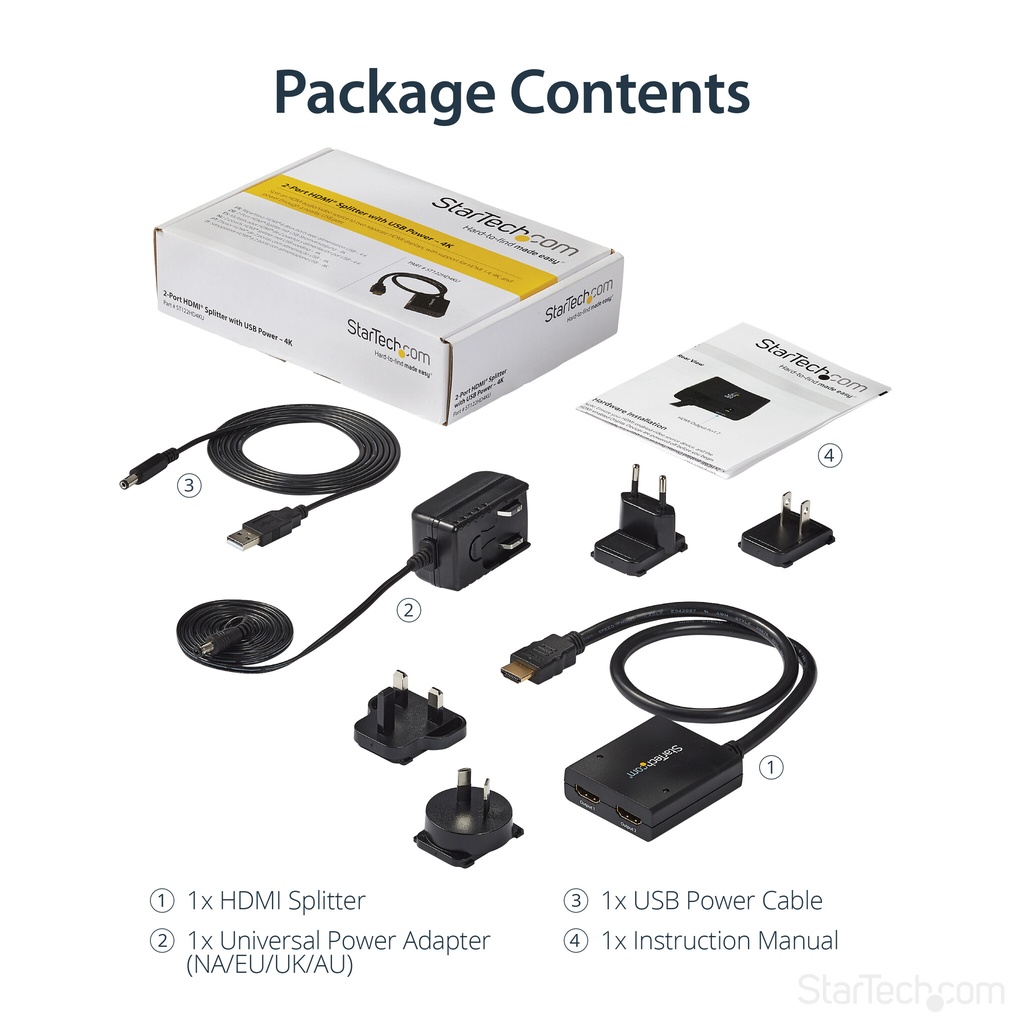 StarTech.com 4K HDMI 2-Port Video Splitter – 1x2 HDMI Splitter – Powered by USB or Power Adapter – 4K 30Hz - Image 14