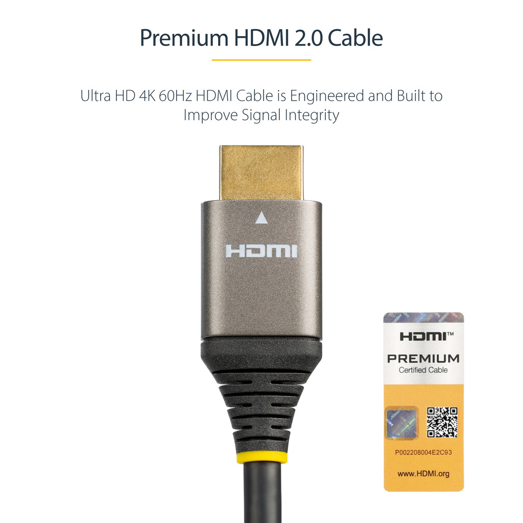 StarTech.com 3ft (1m) Premium Certified HDMI 2.0 Cable - High Speed Ultra HD 4K 60Hz HDMI Cable with Ethernet - HDR10, ARC - UH - Image 10