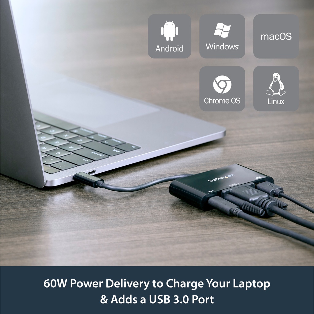 StarTech.com USB-C VGA Multiport Adapter - USB 3.0 Port - 60W PD - Image 10
